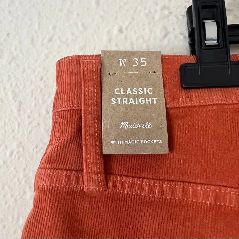 Madewell Corduroy Classic Straight Leg Jean Pants NEW Size 35